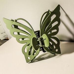 Oversized Sage Green Butterfly Hair Clip